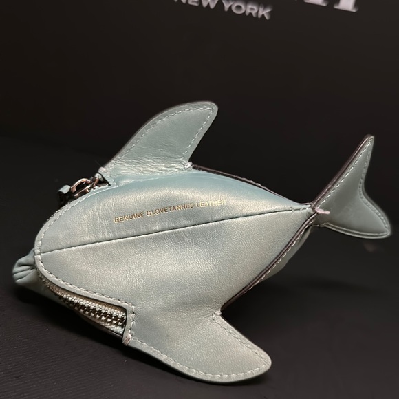 Coach 21097 Shark Coin Case Wallet Purse Blue Leather Zipper Card Bag - Picture 6 of 7